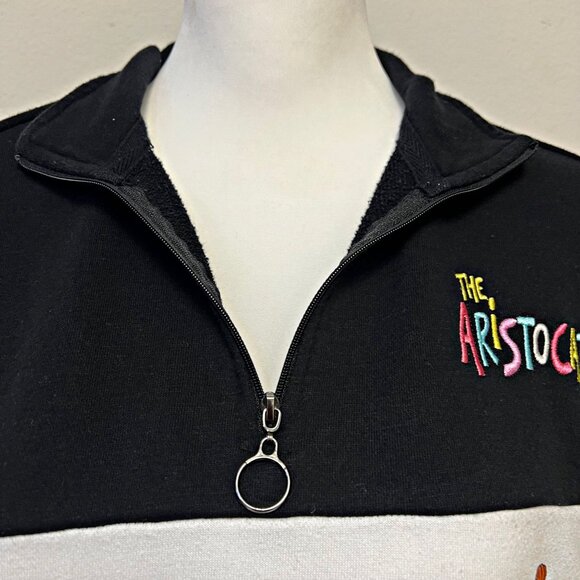 Disney The Aristocats Sweatshirt Embroidered Quarter-Zip Cats Oversized Sweater - Picture 9 of 12